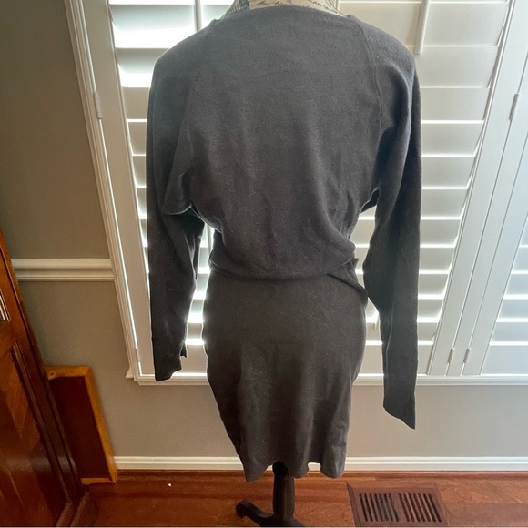 Aqua Charcoal Long Sleeve Wrap Dress - Picture 3 of 4